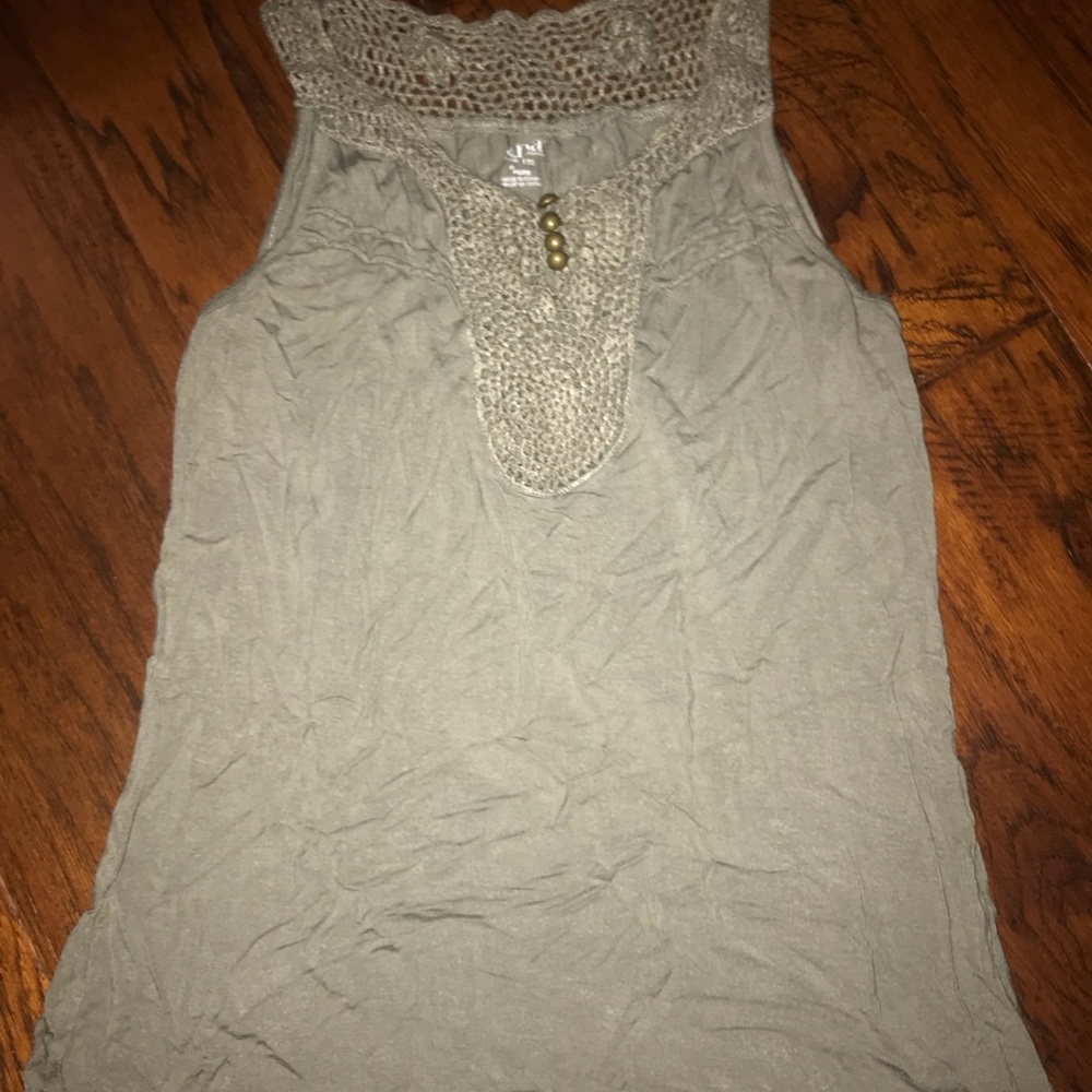 Sleeveless olive green top